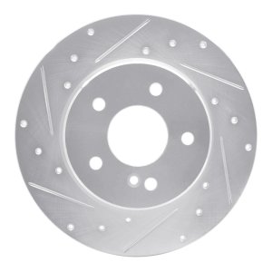 Mercedes-Benz C230 Brake Rotor (1) - Rear Left - R1 Concepts - Drilled & Slotted - Silver - `94-`11